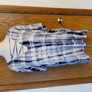 Navy Tye dye criss cross front decorative back short sleeve shirt size 1XL
